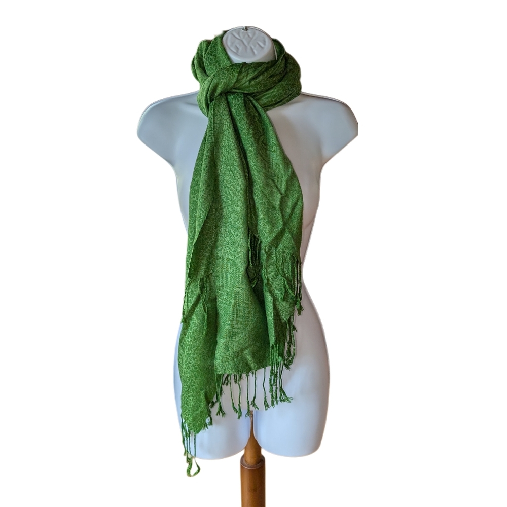 Pashmina Scarf with Fringe - Green